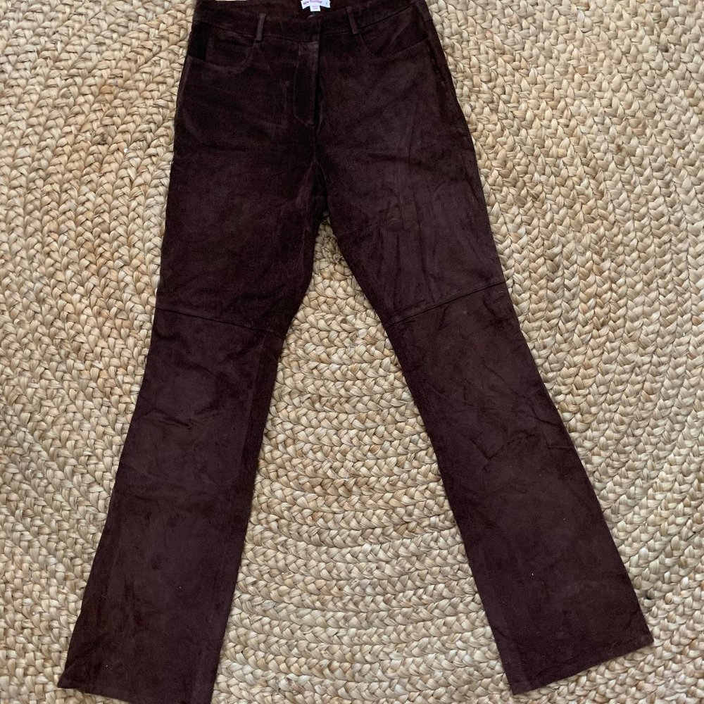 Brown Genuine Suede Boot Cut Pant